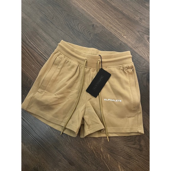 Alphalete Pants - Alphalete Womens Essential Core Short Safari Tan‎ Athletic Sweat Shorts XS NEW